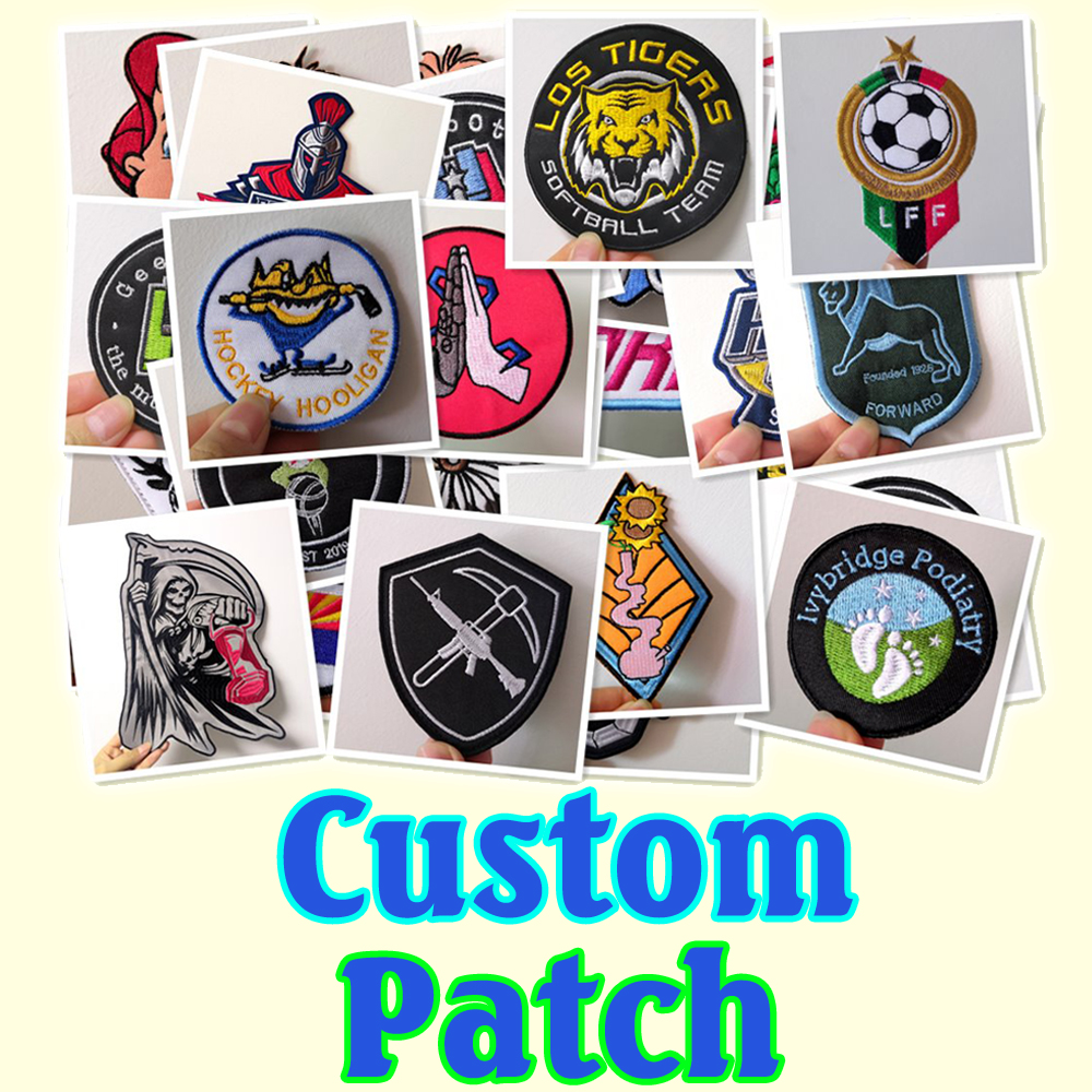 Custom Embroidered Patches - Personalized Iron-On Sew-On Hook LOGO Patch for Clothing Hats Bags Caps Club 4pcs to start custom