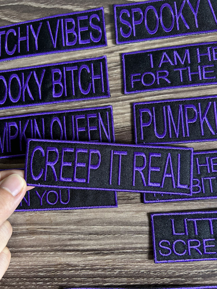Spooky Vibes Halloween Iron On Patches - 14 Unique Designs for Costumes & Crafts 5in by 1.4in - Image 6