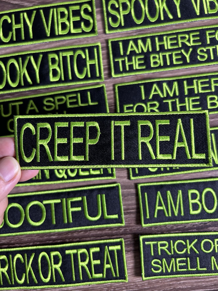Spooky Vibes Halloween Iron On Patches - 14 Unique Designs for Costumes & Crafts 5in by 1.4in - Image 5