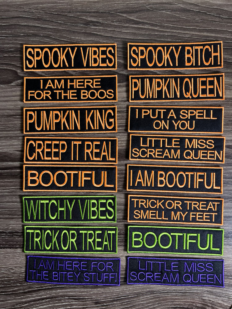 Spooky Vibes Halloween Iron On Patches - 14 Unique Designs for Costumes & Crafts 5in by 1.4in - Image 2