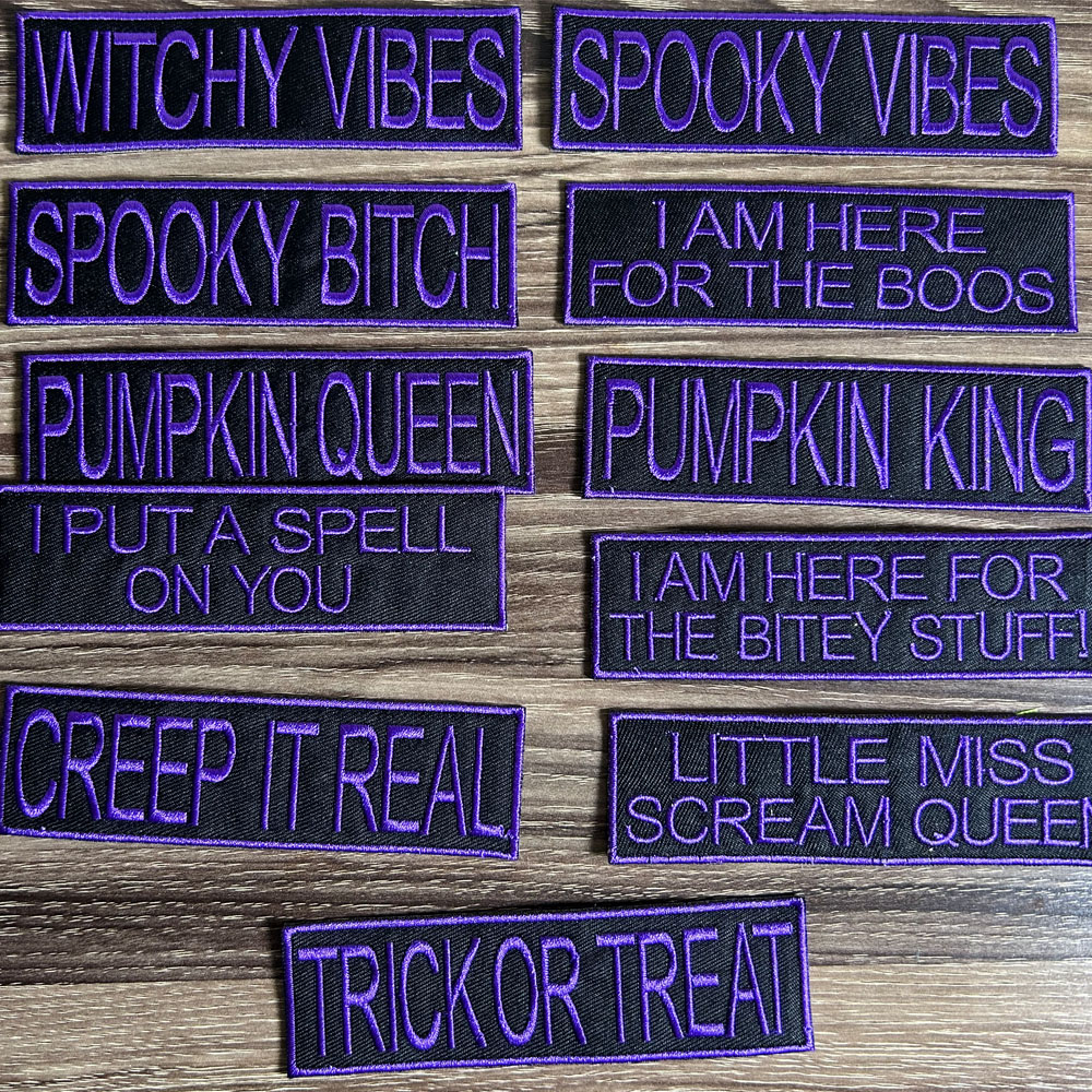 Spooky Vibes Halloween Iron On Patches - 14 Unique Designs for Costumes & Crafts 5in by 1.4in - Image 8