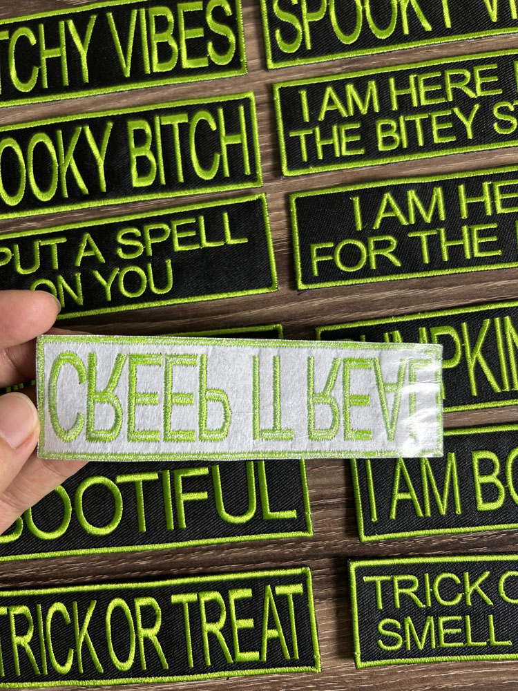 Spooky Vibes Halloween Iron On Patches - 14 Unique Designs for Costumes & Crafts 5in by 1.4in - Image 4